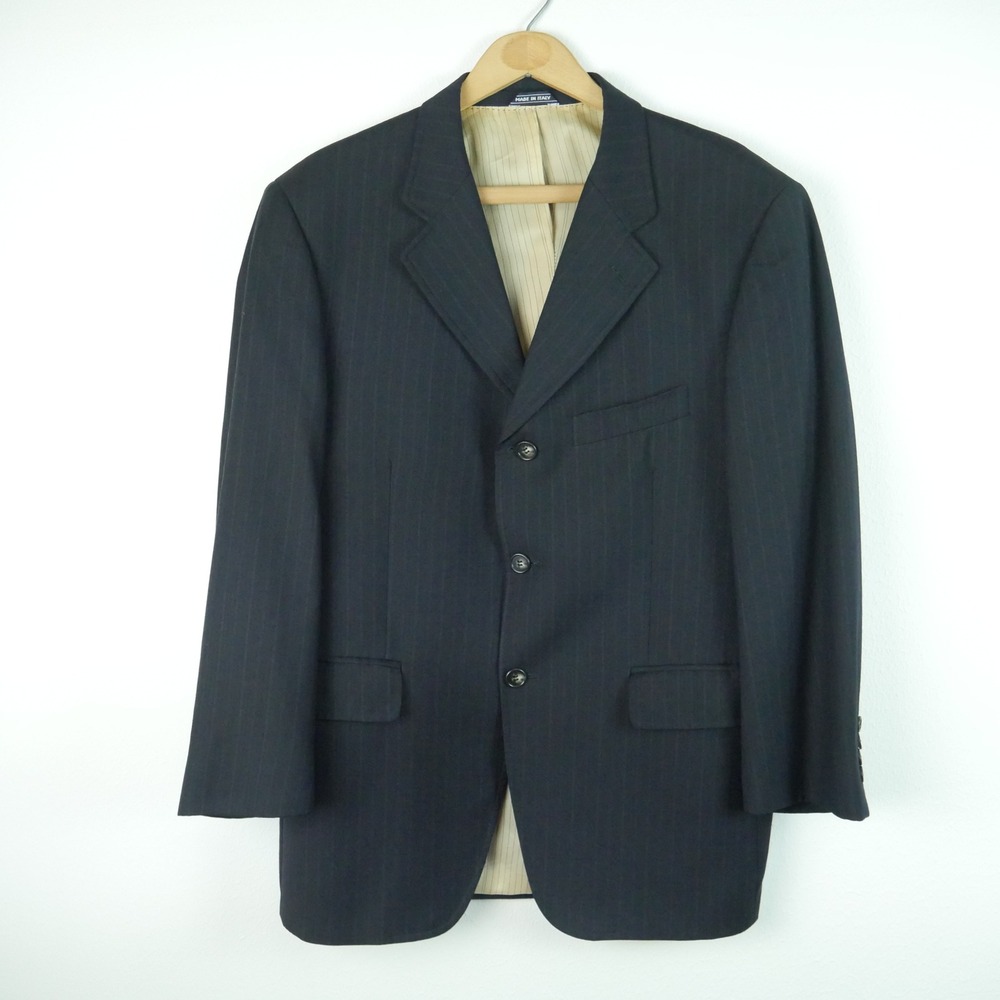 Billy Reid Mens Pinstripe Wool Blazer Navy Blue Slim Sport Coat Italy 40 S